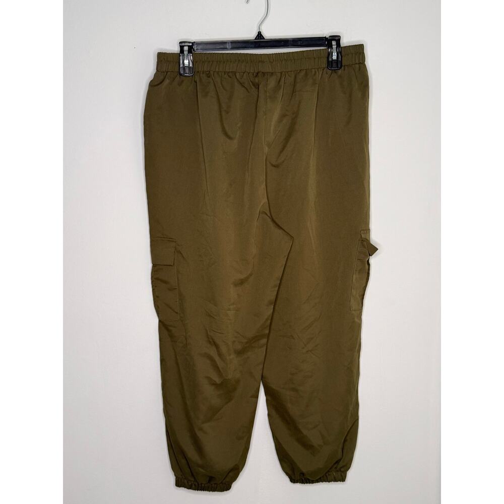 Olive Green Pull On Cargo Pants Size 3X Plus Gorpcore Y2K - Picture 2 of 7